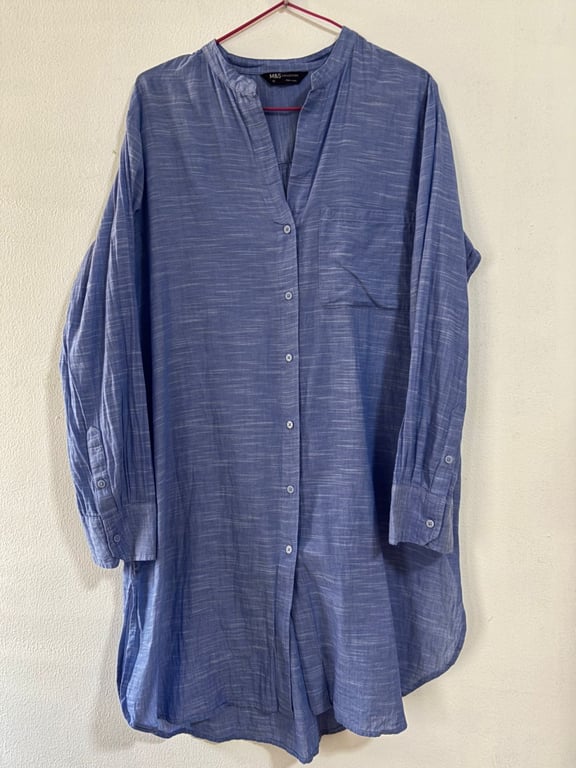 Marks & Spencer — Marks & Spencer Blue Shirtdress (Size M, Good)