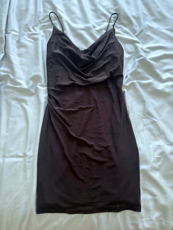 H&M — H&M Draped Brown Mini Dress (Size XS, Like new)