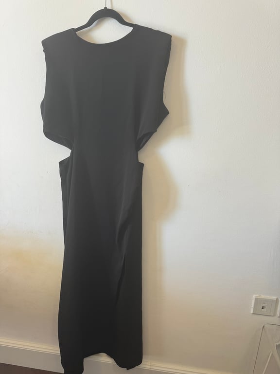 Zara — Zara midi slit cutout shoulder pad sleeveless dress (Size L, Good)