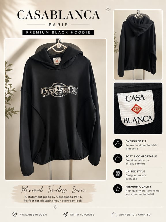 Casablanca — 🖤 CASABLANCA PARIS BLACK HOODIE 🖤 (Size  Oversized Fit, Like new)