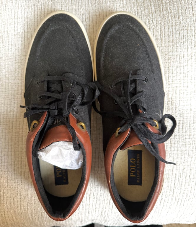Polo Ralph Lauren — Polo Ralph Lauren Black & Brown Canvas Lace-Up Shoes EU 44 (Size EU 44, New without tags)
