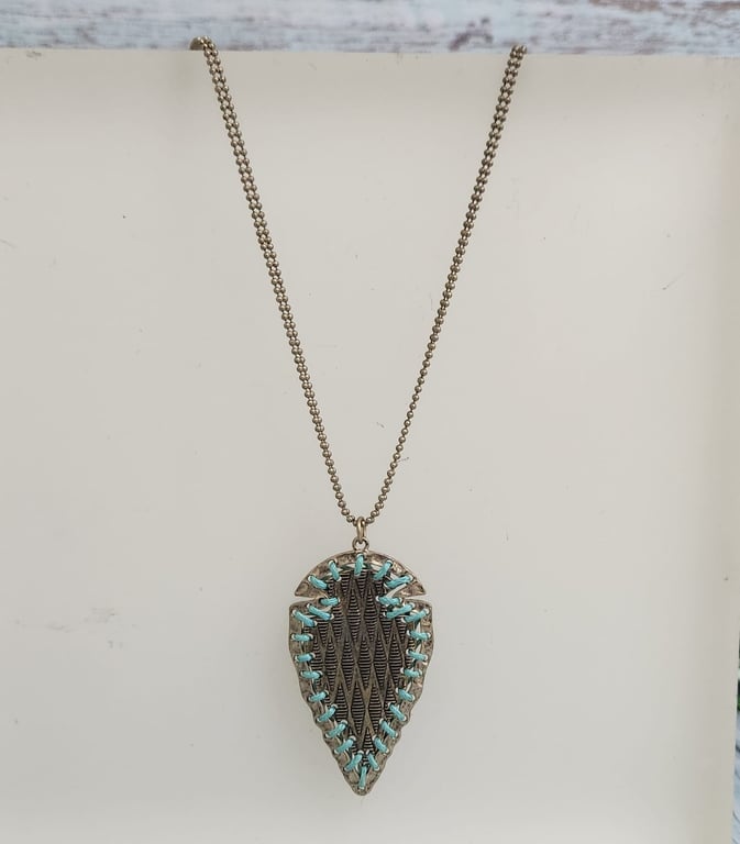 Hajmaal — vintage bohemian style brass like metal pendant on chain (Size One Size, New without tags)