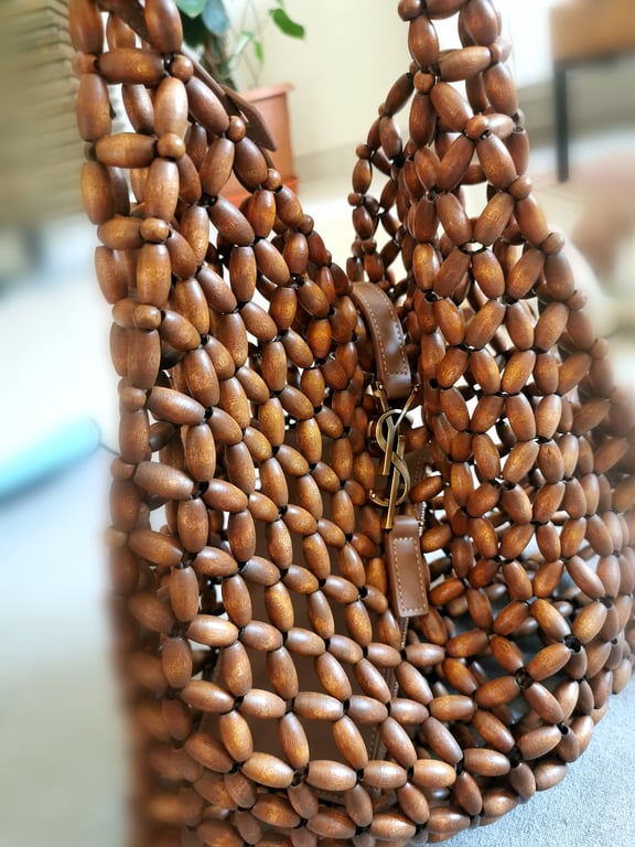 Other — Other_Large Beaded Wood Hobo Bag (Size One Size, Like new)