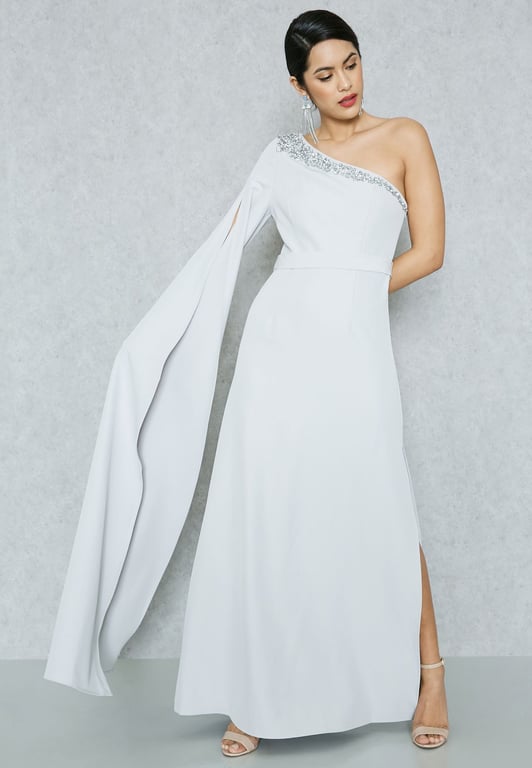 Femi9 — NEW Femi9 One-Shoulder Embellished Maxi Dress (Size M, New with tags)