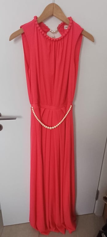 Fran Jane — Other Brand Coral Pink Dress with Pearl Chain Detail (Size uk 10, Like new)