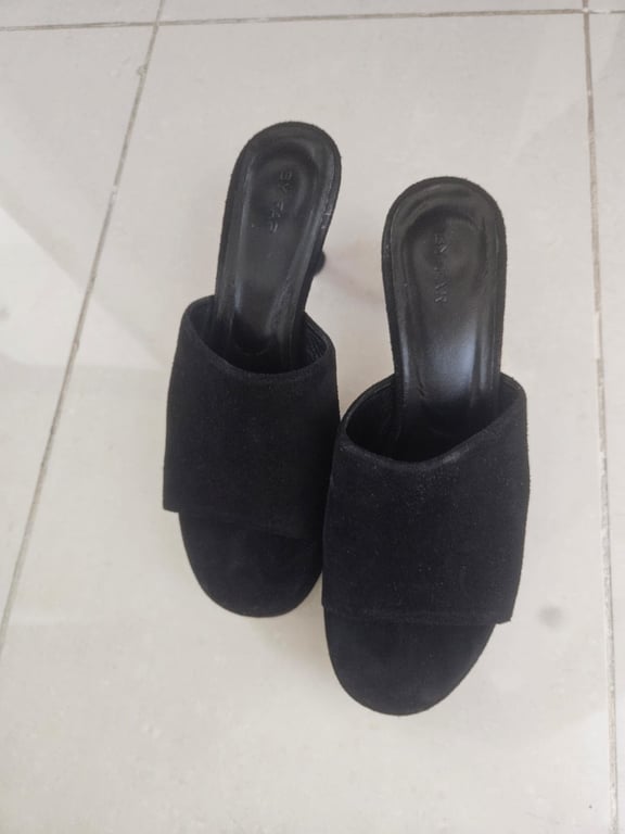 By Far — By Far Black Suede Heeled Mules (Size EU 36, Like new)