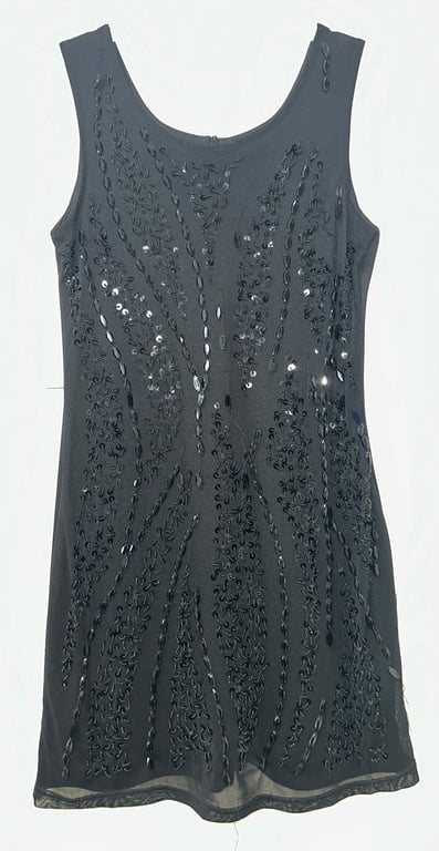 Other — Black Beaded & Sequin Sleeveless Mini Dress (Size M, Like new)