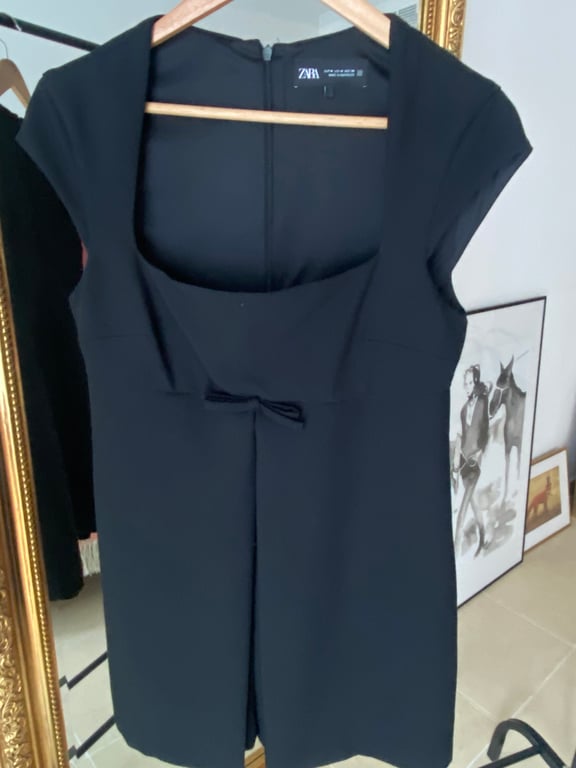 Zara — Zara Black Sleeveless Dress with Bow (Size M, Like new)