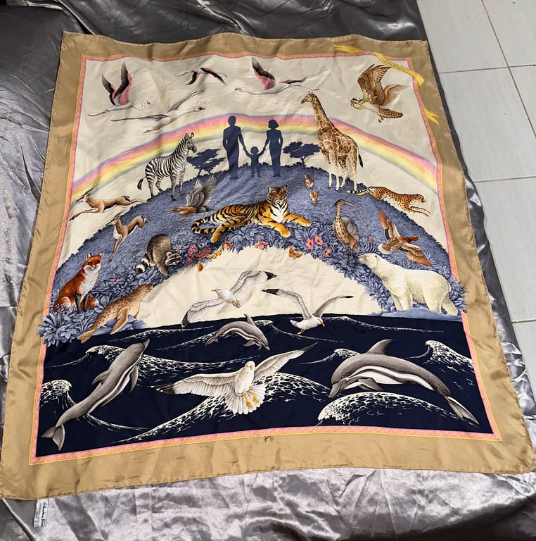 Salvatore Ferragamo — Salvatore Ferragamo Silk Scarf Animals Of The World (Size 34”x34”, Good)