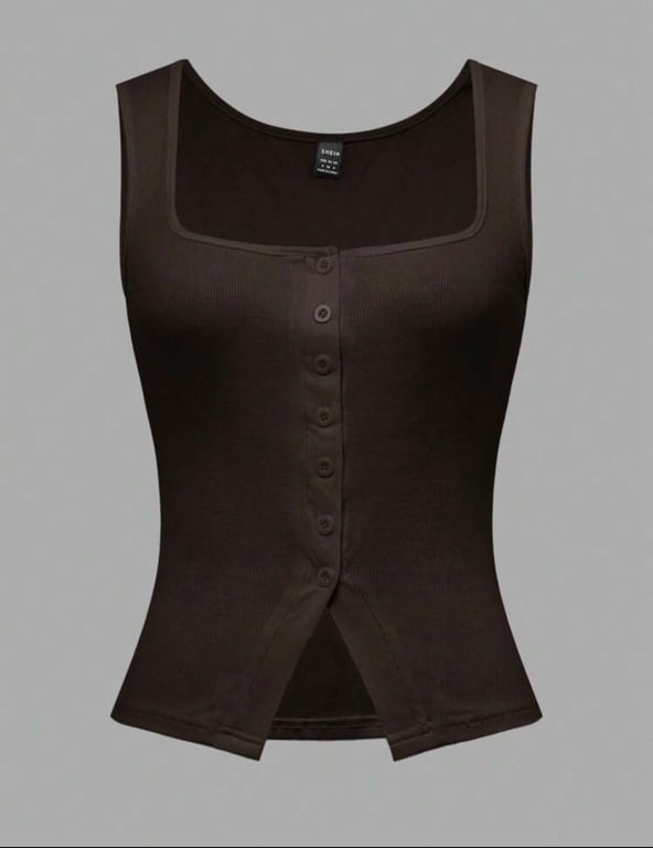 Shein — Shein Button Front Rib-knit Cami Top (Size S, Like new)