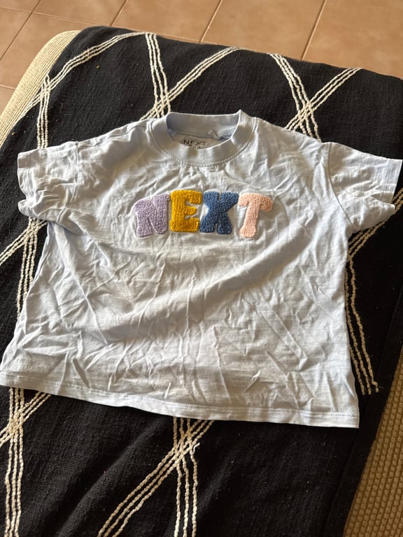 Next Kids — Next Kids Light Blue T-Shirt with Embroidered Logo (Size 2Y, Good)