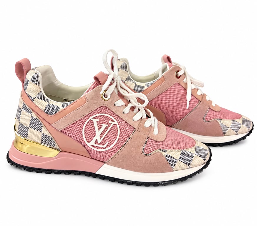 Louis Vuitton — Louis Vuitton Run Away Pink Damier Azur Sneakers size 36 (Size EU 36, Good)
