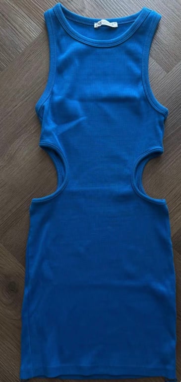 Zara — Zara Blue Ribbed Cut-Out Tank Dress (Size M, Like new)