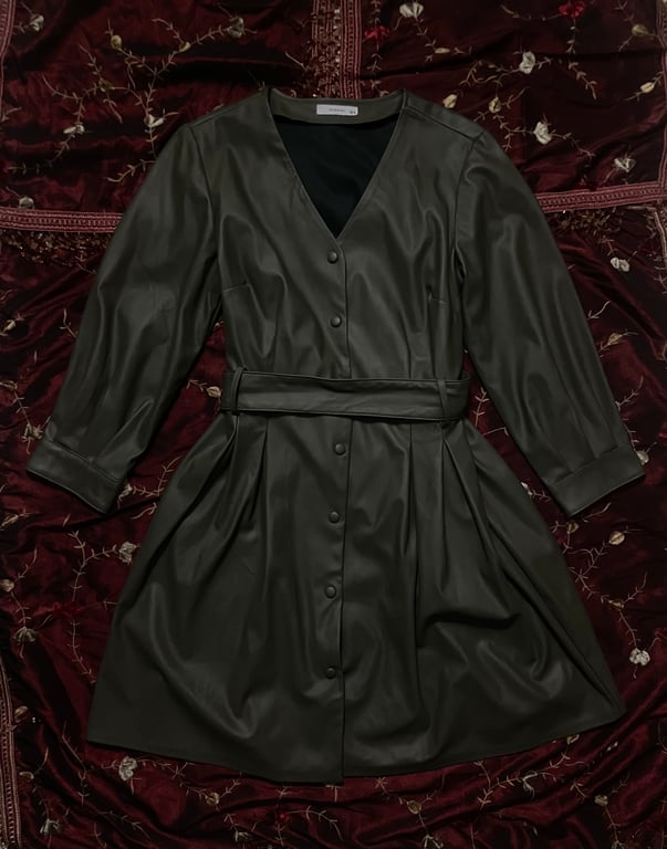 Reserved — green leather dress (Size M, Like new)