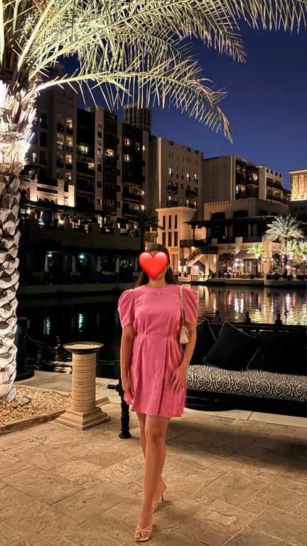 Benetton — Benetton Casual Pink Puff Sleeve Mini Dress (Size S, Like new)