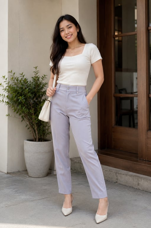 Max Fashion — Max - Beige womens straight leg trousers (Size S, Like new)