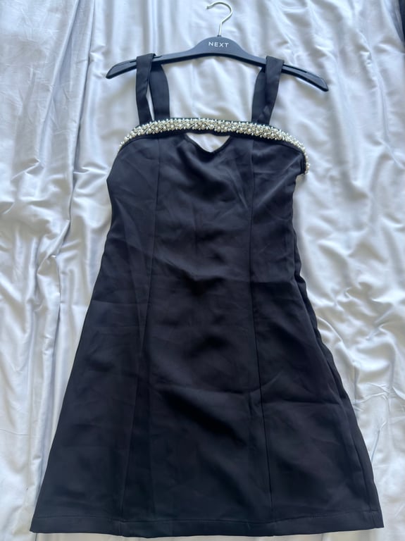 Shein — Shein Black Pearl Embellished Mini Dress (Size XS, Like new)