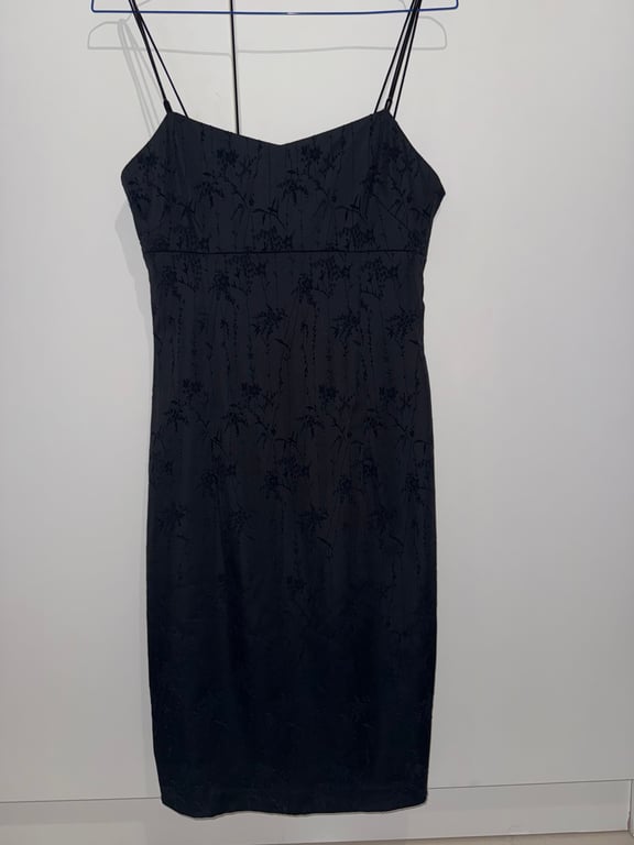 River Island — River Island Black Floral Midi Slip Dress (Size 10, Like new)