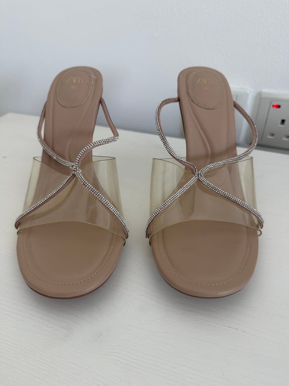 Zara — Zara Clear Strap diamond  Heels Size 40 (Size 40, Fair)