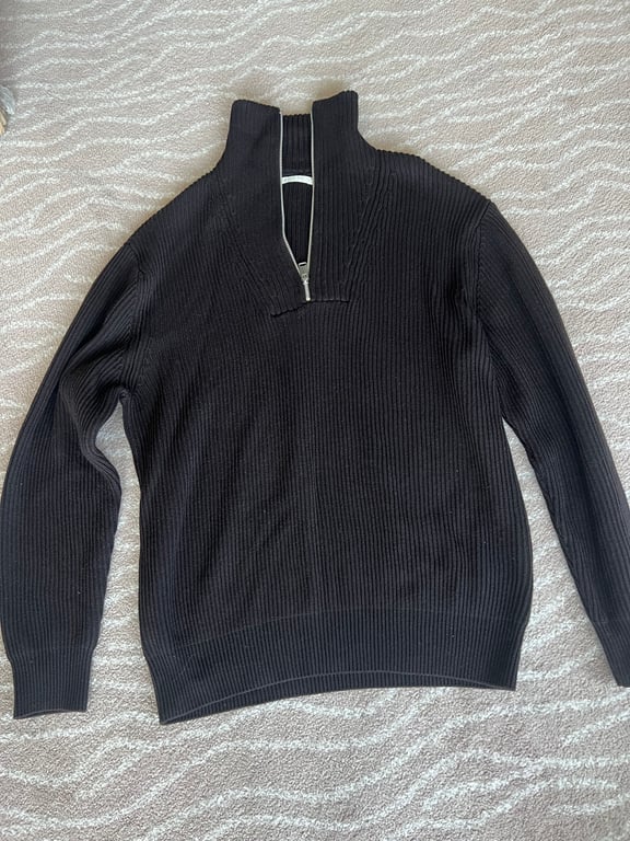 Other — Ribbed Zip-Up High Neck Sweater (Size L, Like new)