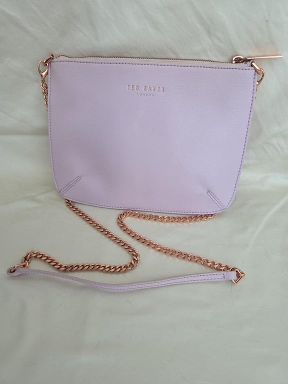 Ted Baker — Ted Baker Pink-Lilac Crossbody Bag with Rose-Gold Chain (Size One Size, Good)