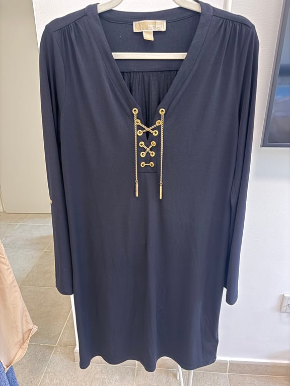 Michael Kors — MICHAEL Michael Kors Navy Chain-Link Lace-Up Dress (Size US M, Fair)