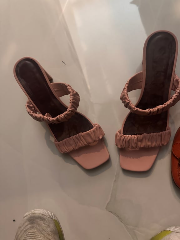 Staud — Staud Pink Gathered Strap Heeled Sandals (Size EU 41, Good)