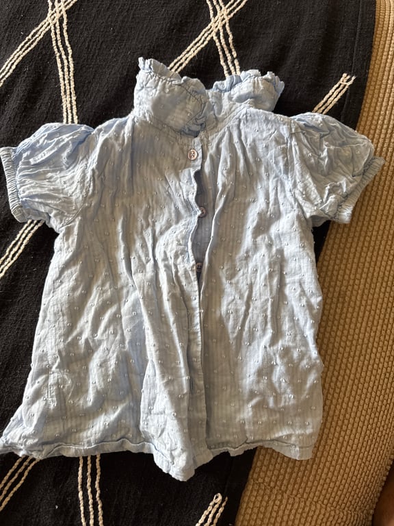 Max Fashion — Girls - Max Fashion Blue Polka Dot Ruffled Blouse (Size 3Y, Good)