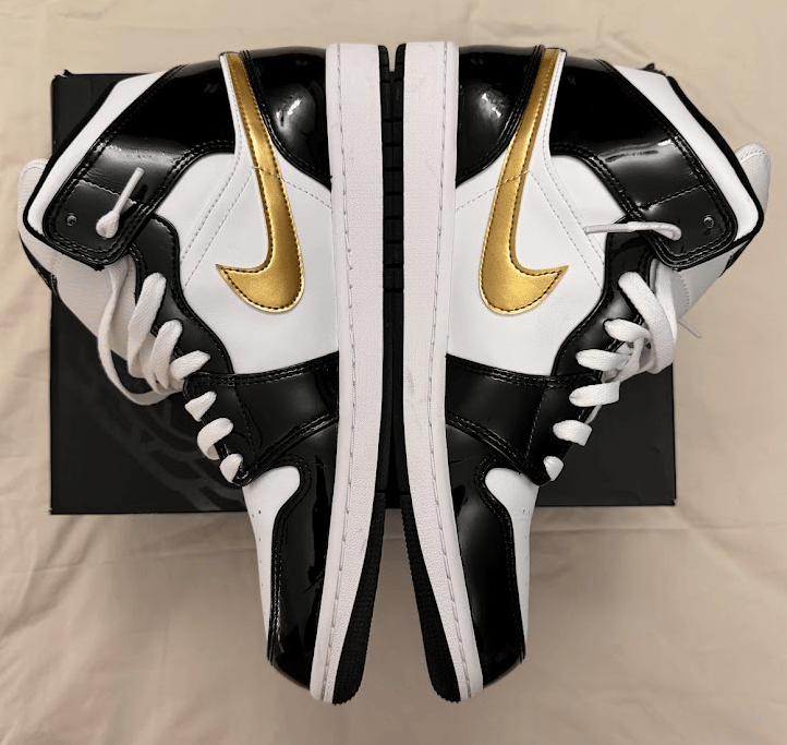 Nike — Nike Air Jordan 1 Mid Sneakers — Black/White/Gold (Like new)