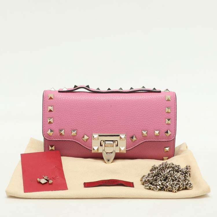 Valentino — Valentino Pink Rockstud Wallet on Chain (Good)