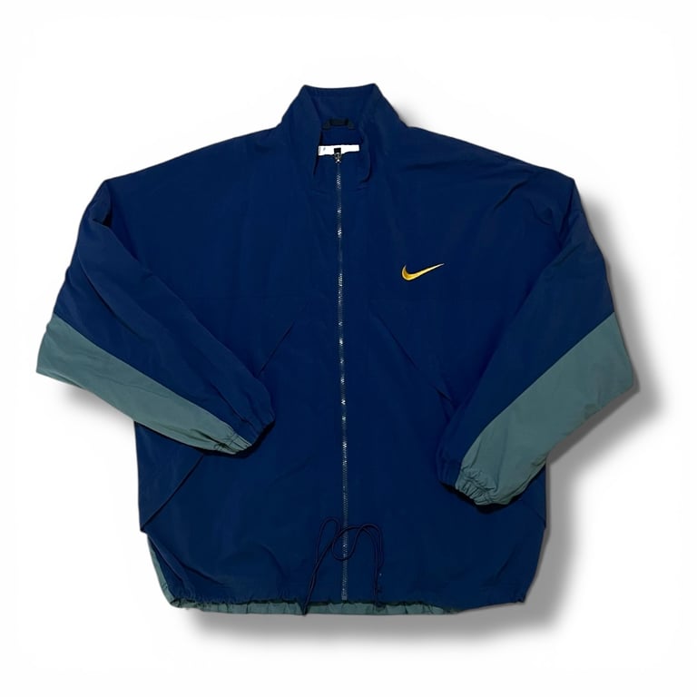 Nike — Vintage 90s Nike Big Swoosh Halftone Dot Windbreaker Jacket (Size L, Good)