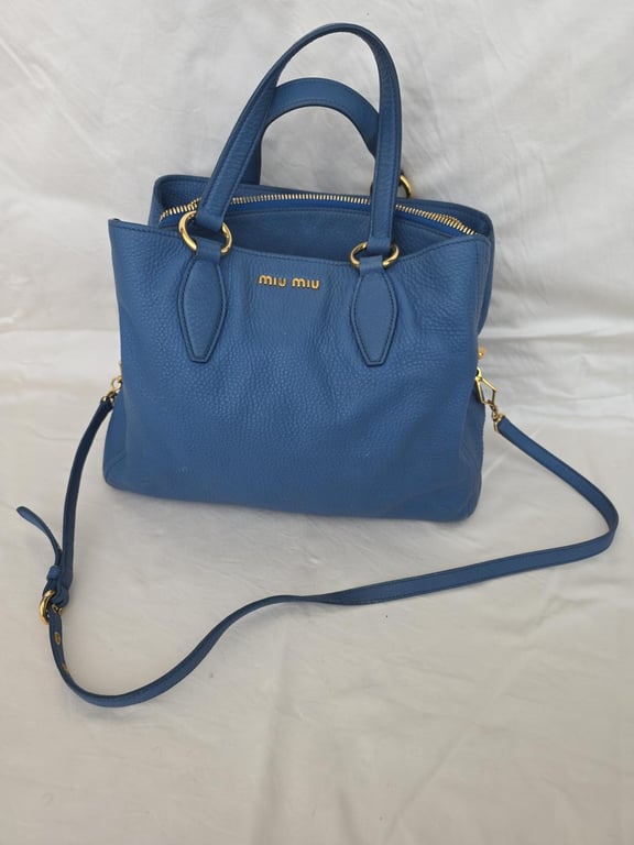 Miu Miu — Miu Miu Blue Pebbled Leather Handbag (Size One Size, Good)