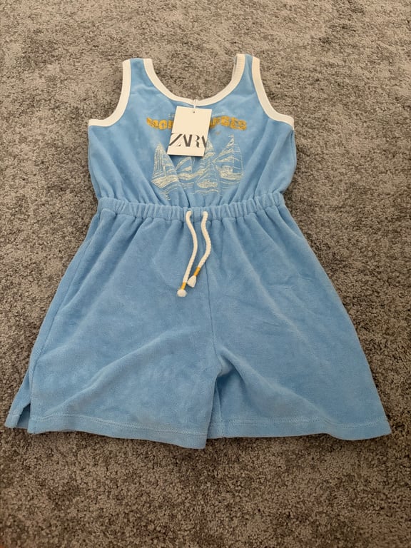Zara Kids — Zara Kids Blue Towelling Playsuit 9Y (Size 9Y, New with tags)