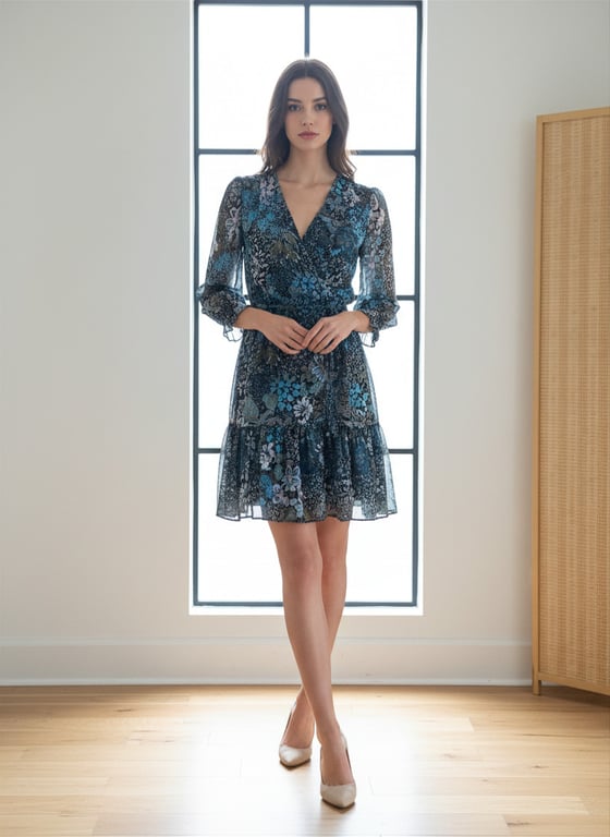 No find — Feminine and flowy blue dress (Size S, Like new)
