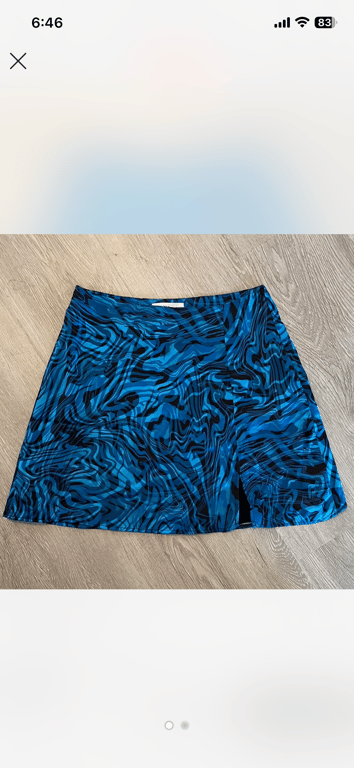 Bershka — Bershka Blue Animal Print Mini Skirt (Size S, Like new)