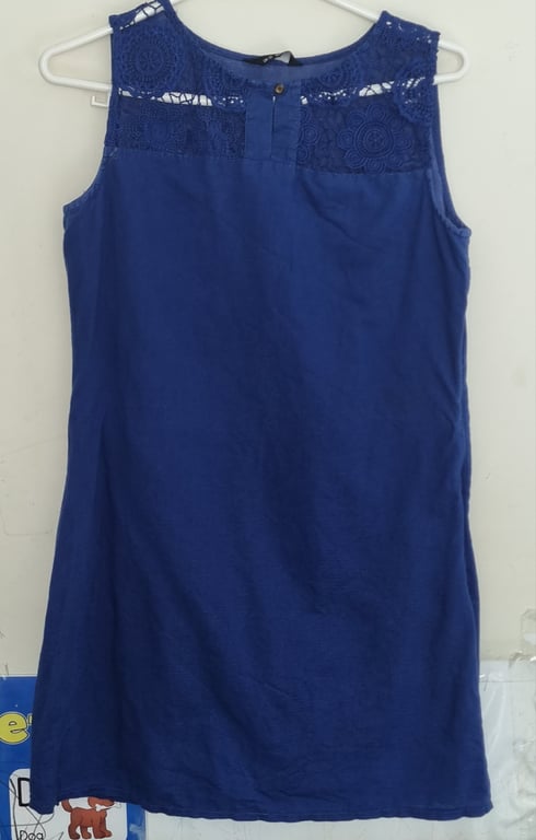 Max Fashion — Max Fashion  Blue sleeveless lace yoke summer dress (Size S, Good)