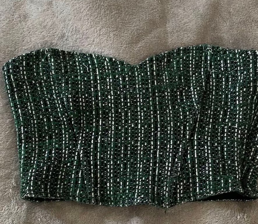 Zara — Zara Green Tweed Corset Top (Size M, Like new)