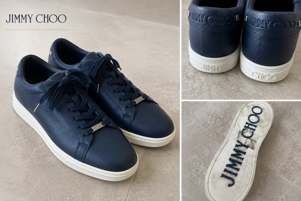 Jimmy Choo — JIMMY CHOO Navy Leather Sneakers (Size EU 44, Good)