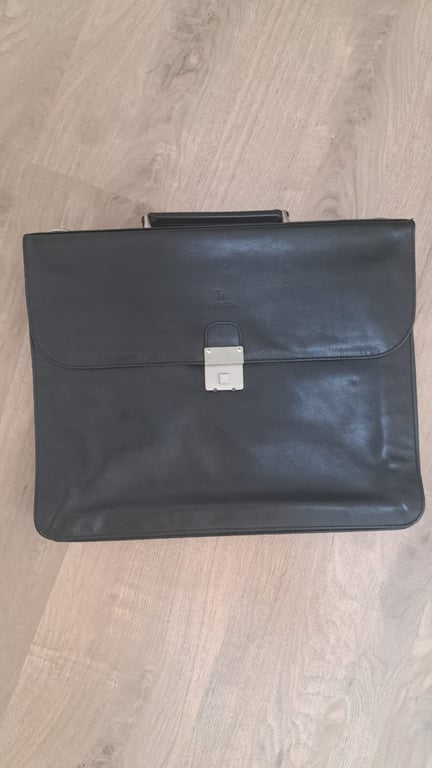 La Moda — Black leather briefcase / document bag (Like new)
