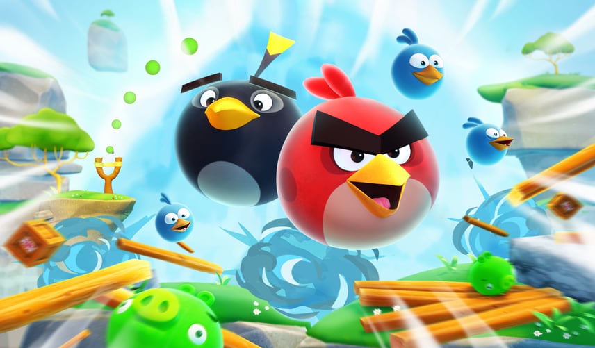 Colorful 3D rendering of Angry Birds characters in AR game design, showcasing immersive social interaction and AR technology for playful AR experiences.
