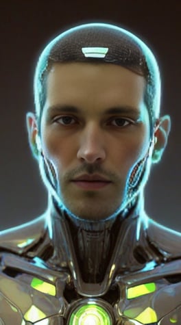 holographic cyborg hologram, masculine 