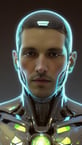 holographic cyborg hologram, masculine 