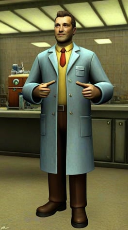 engineer, scientist, laboratory, 60's, fallout, 3d game