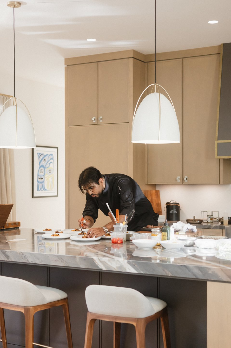 Private chef whistler preparing for dinner service