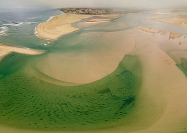 Aerial view of Foz do Arelho during summer time