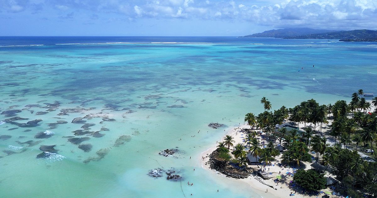 Beautiful light blue water at Pigeon Point in Trinidad and Tobago