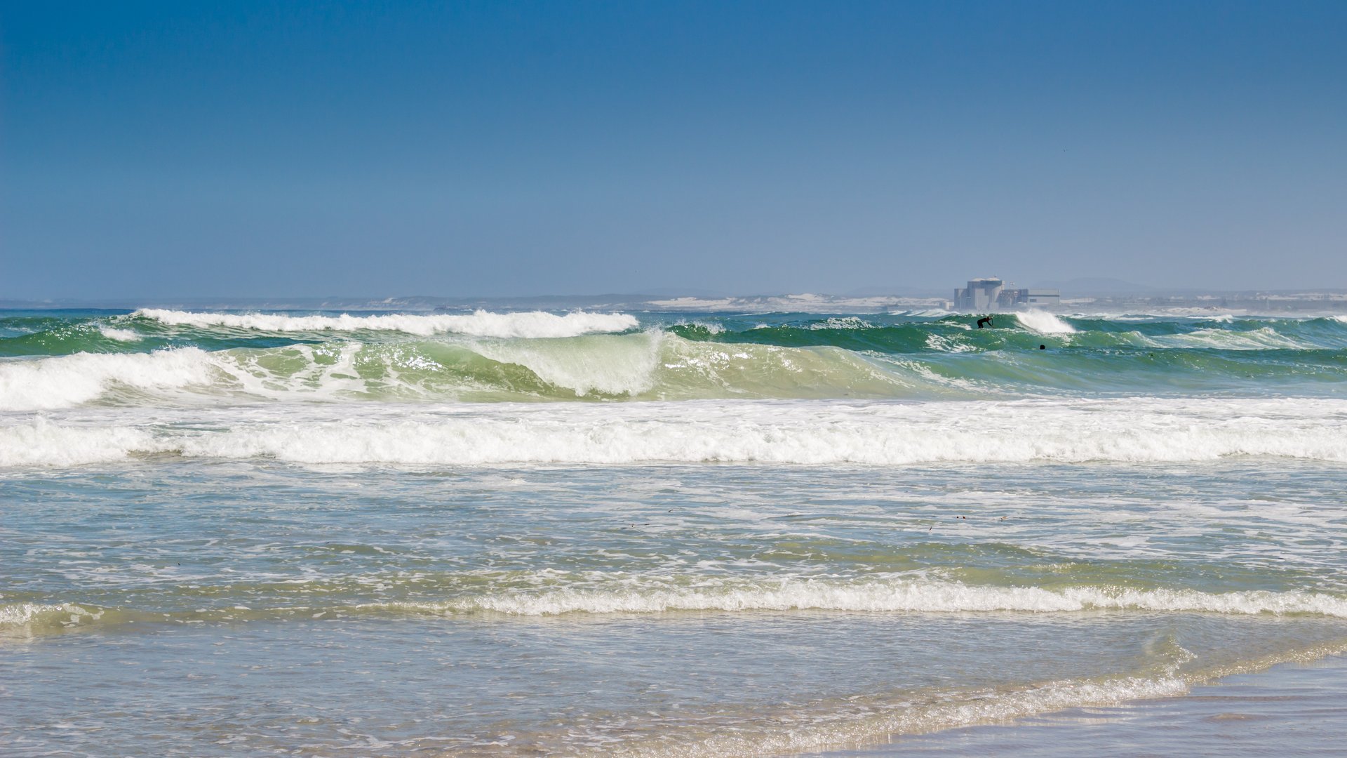 Medium Size Waves at Kitebeach Melkbosstrand in South Africa