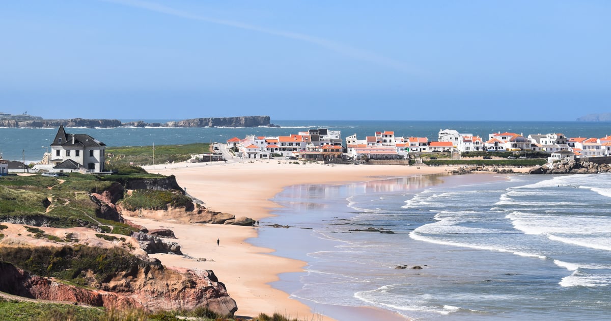 Lighthouse and sea in Peniche Portugal