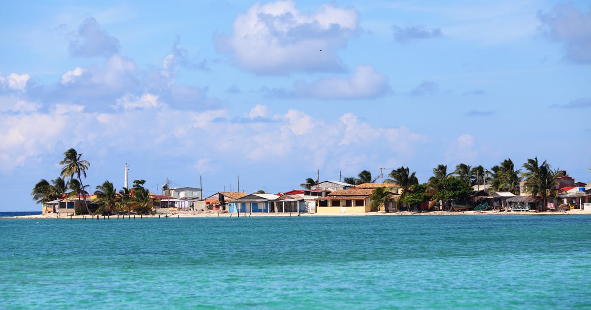 Beautiful brown beach with blue sky in Cuba Santa Lucia