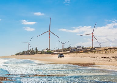 Windmills at Icaraizinho Beach in Brazil